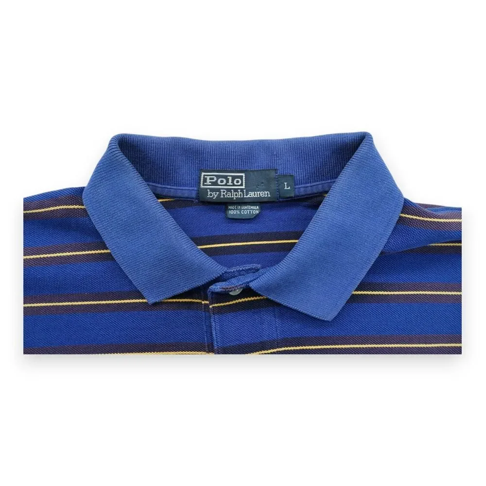 Vintage 90s Polo by Ralph Lauren Men's Shirt‎ Large Blue Striped Geometric